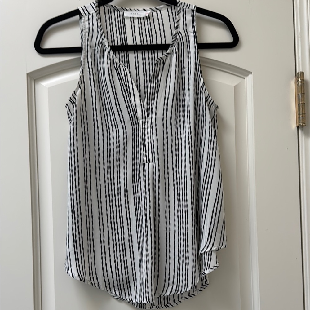 Black and White Lush Striped Sleeveless Top